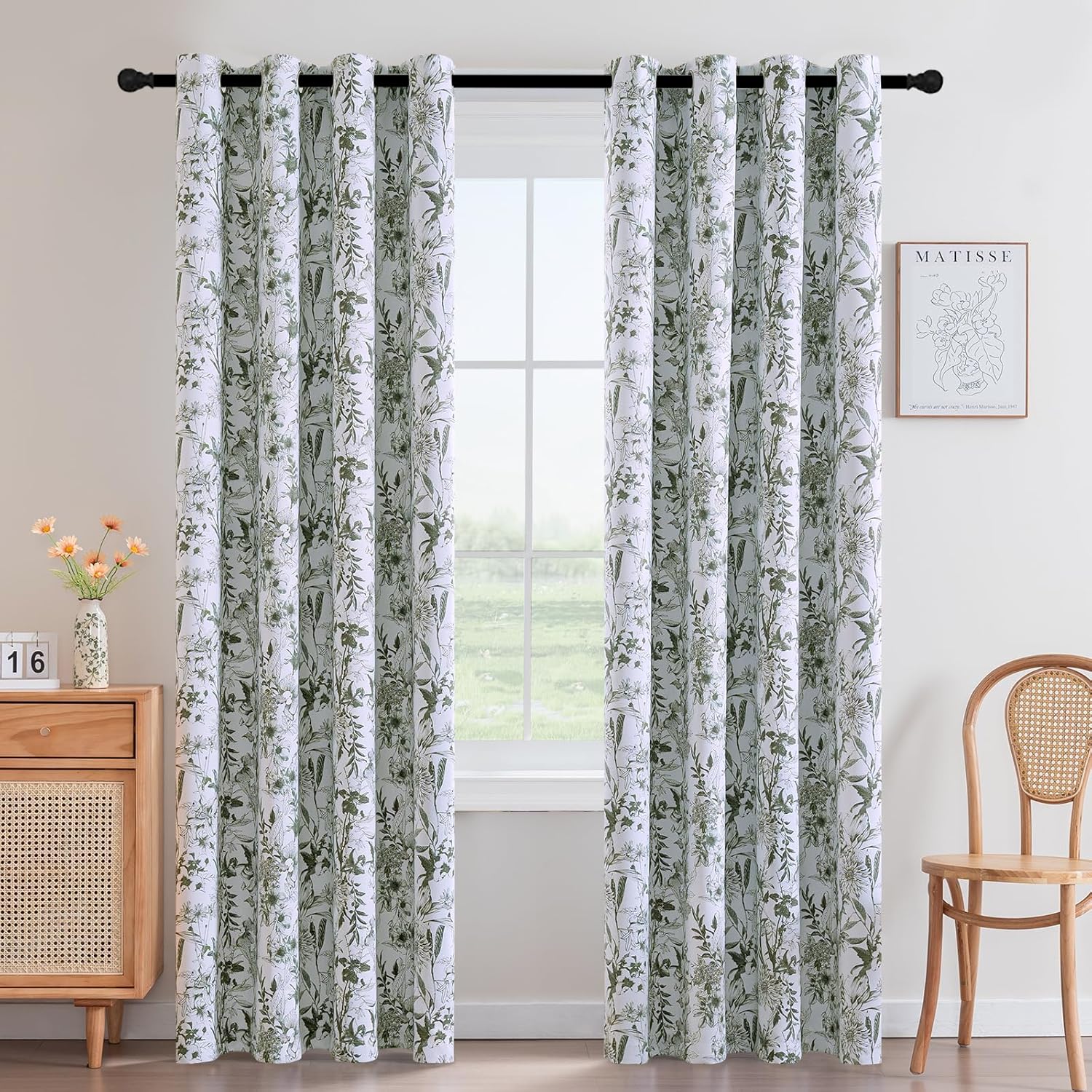 H.VERSAILTEX Blackout Curtains 84 Inch Length Floral Print Set