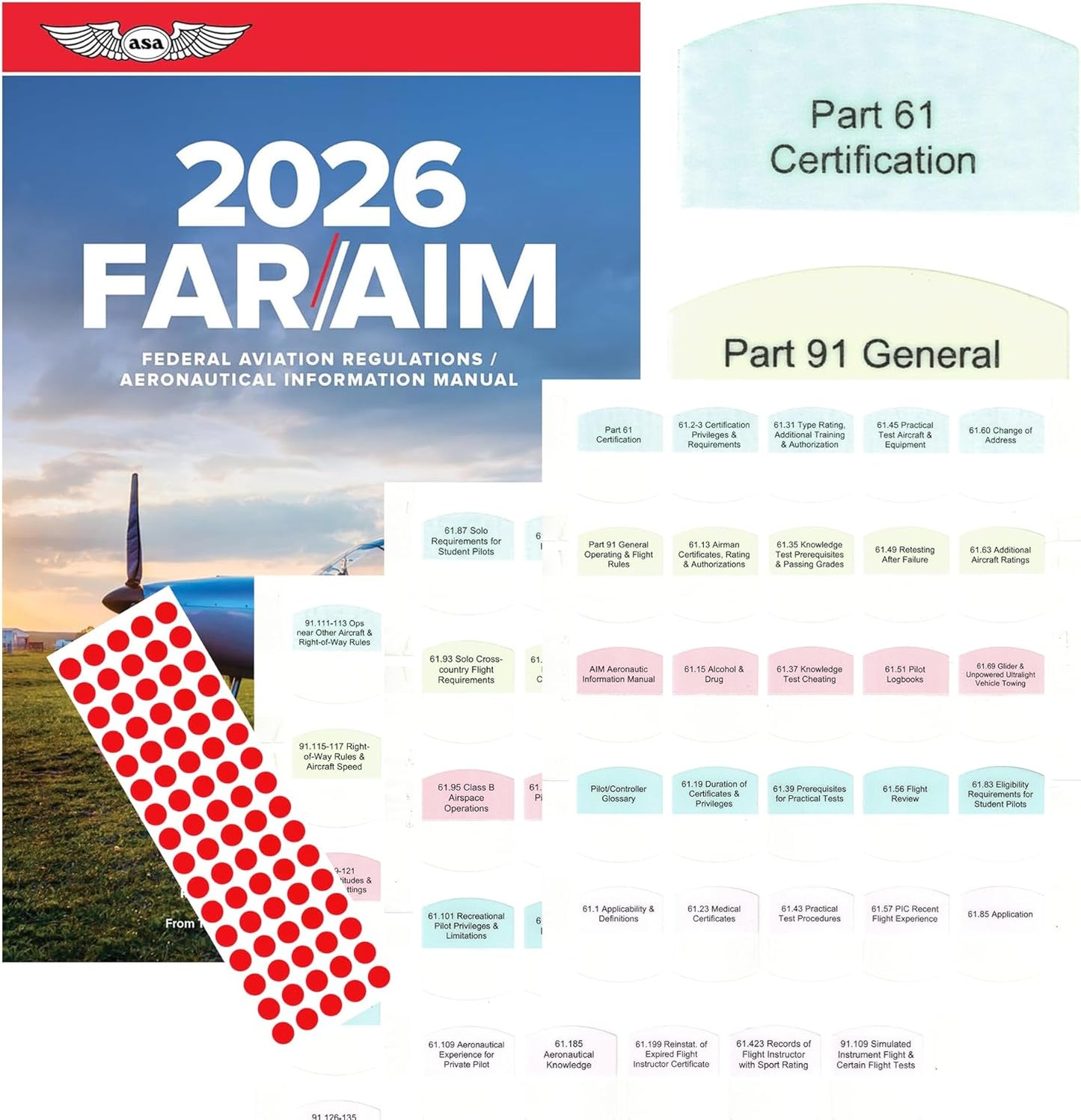 DIY Kit 2026 ASA FAR/AIM Book with 75 Tabs for CFI Success