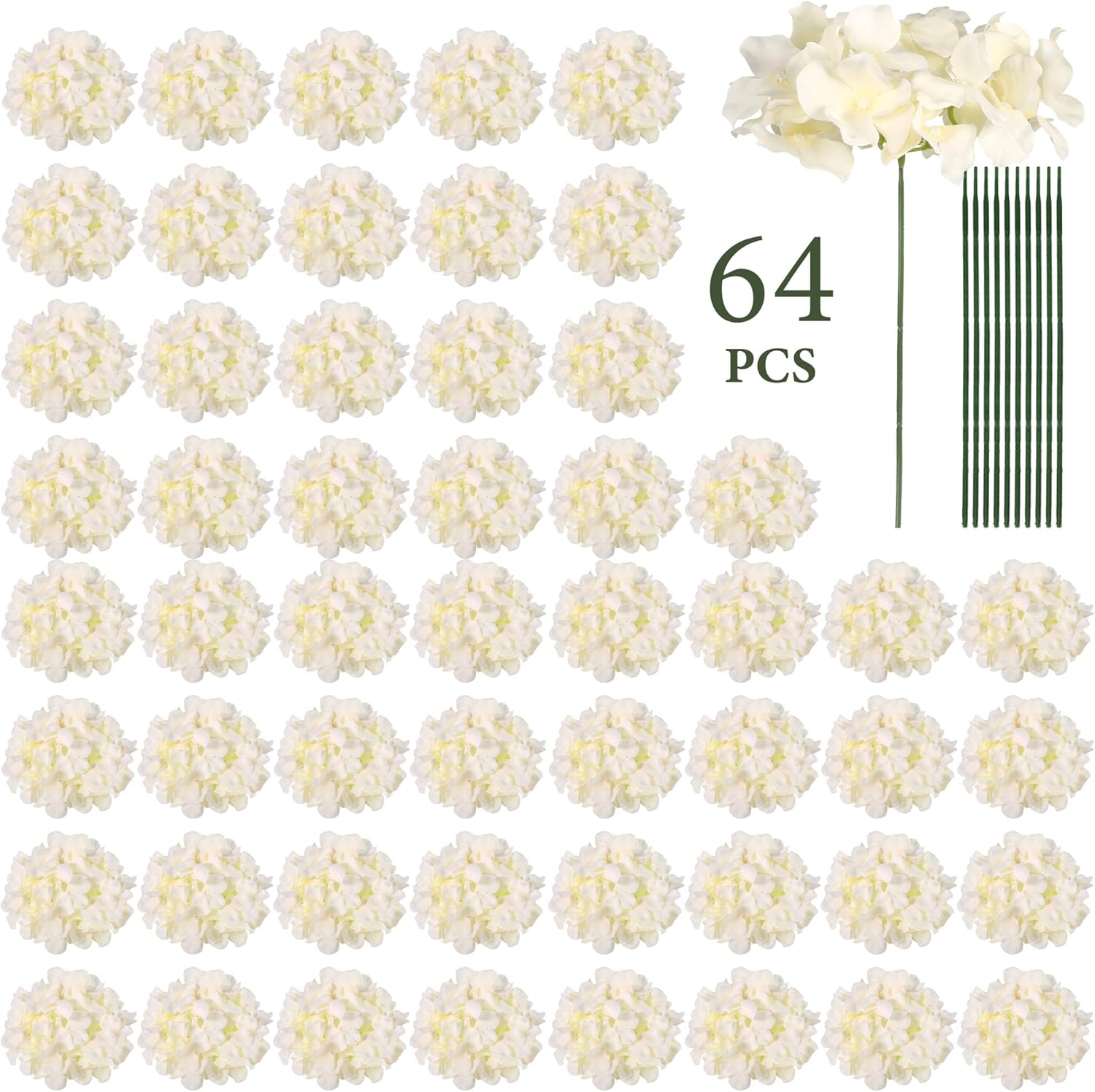 64pcs Champagne Hydrangea Artificial Flowers for All Occasions
