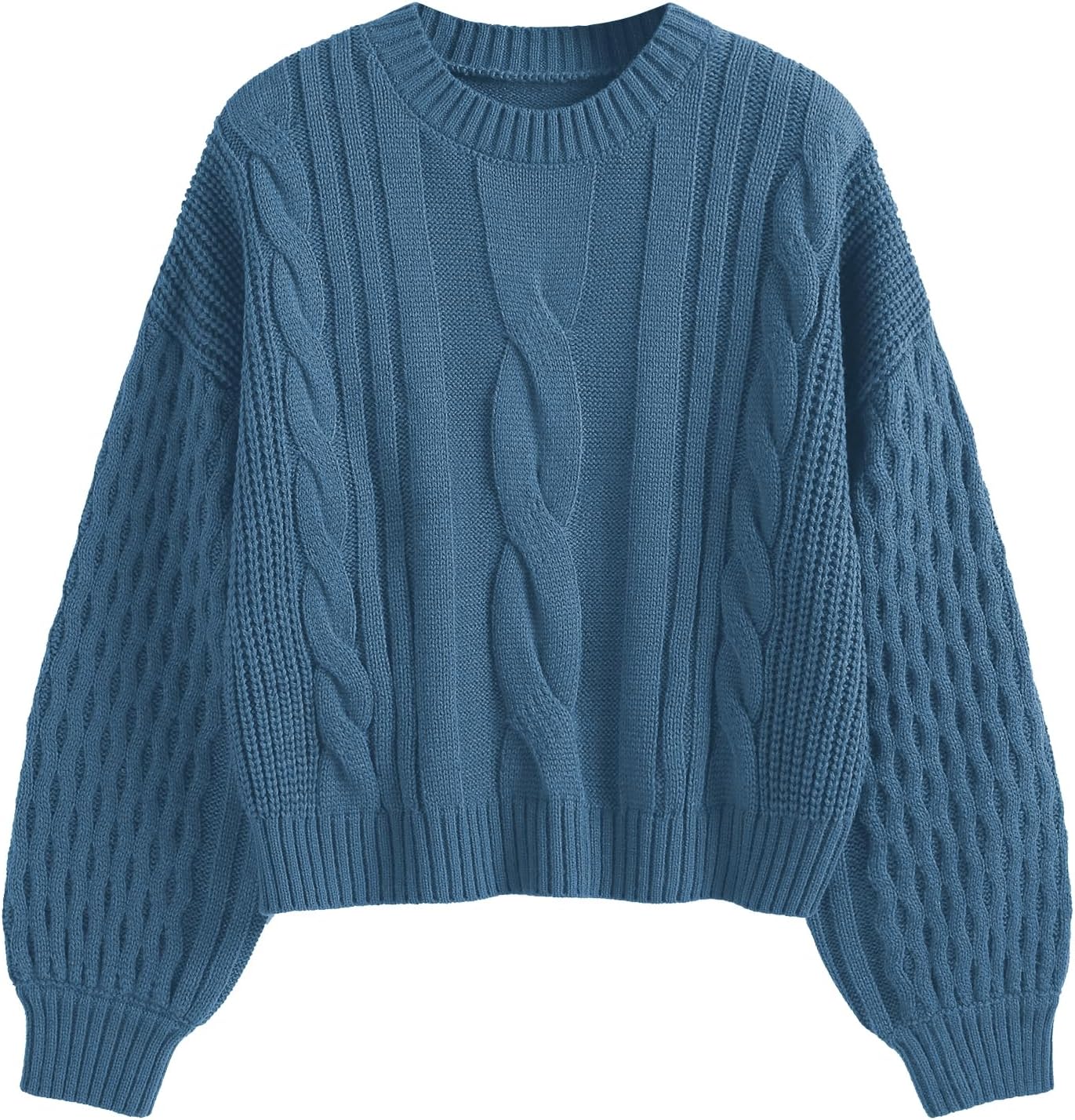 ZAFUL Women's Solid Knit Cable Sweater for Cozy Style