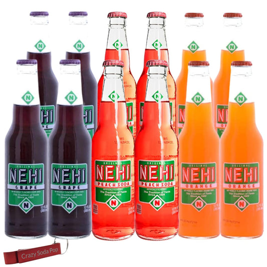 Nehi Variety Pack of Popular Flavors in 12 oz Glass Bottles