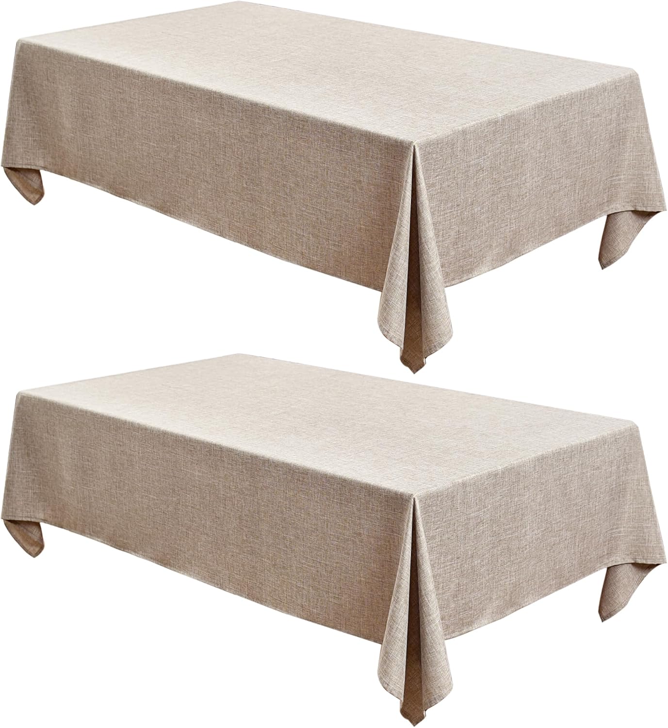 Fitable Faux Linen Tablecloths for 10 Foot Tables - 2 Pack