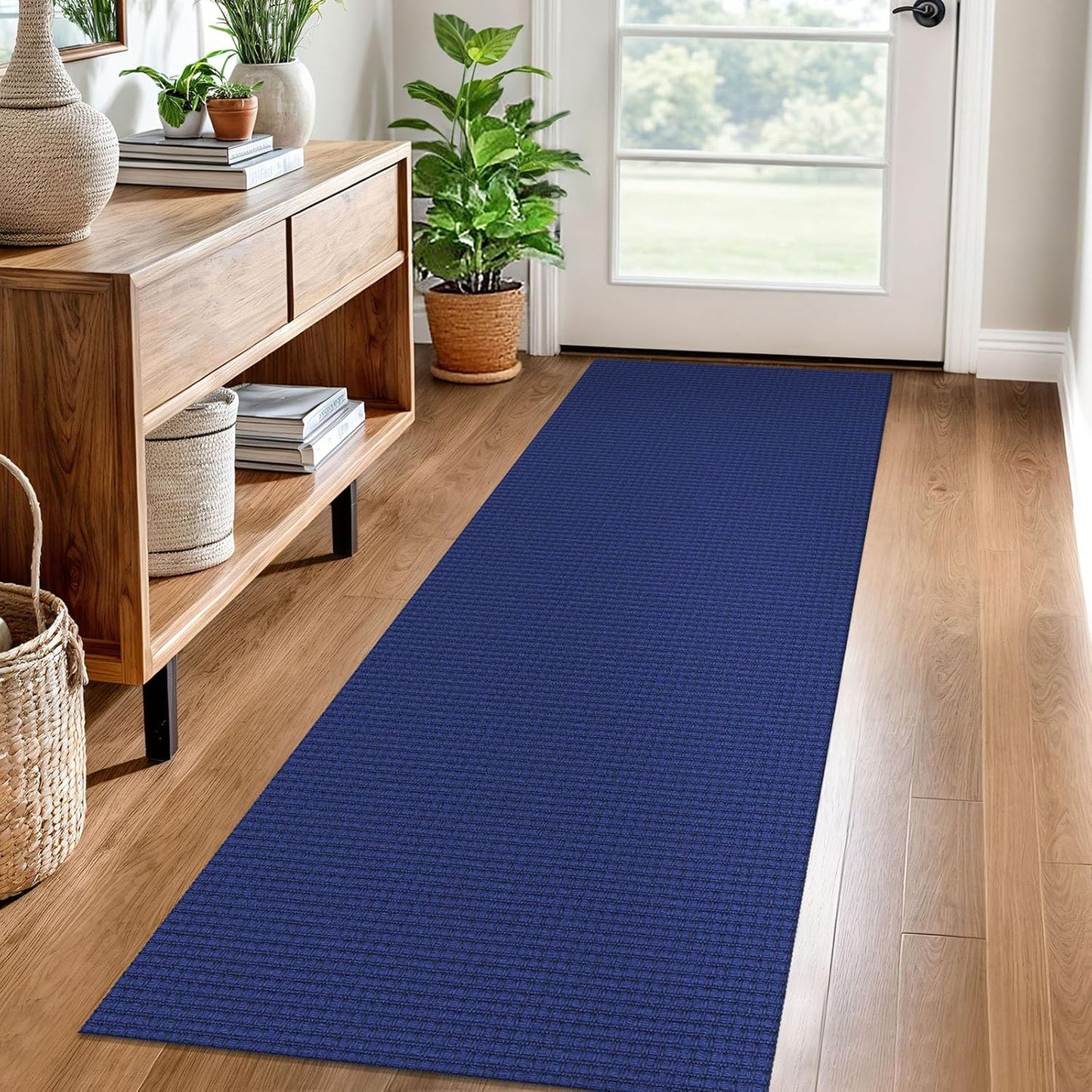 Woven Runner Rug 2x6 Ft Non Slip Rubber Backed for Hallways
