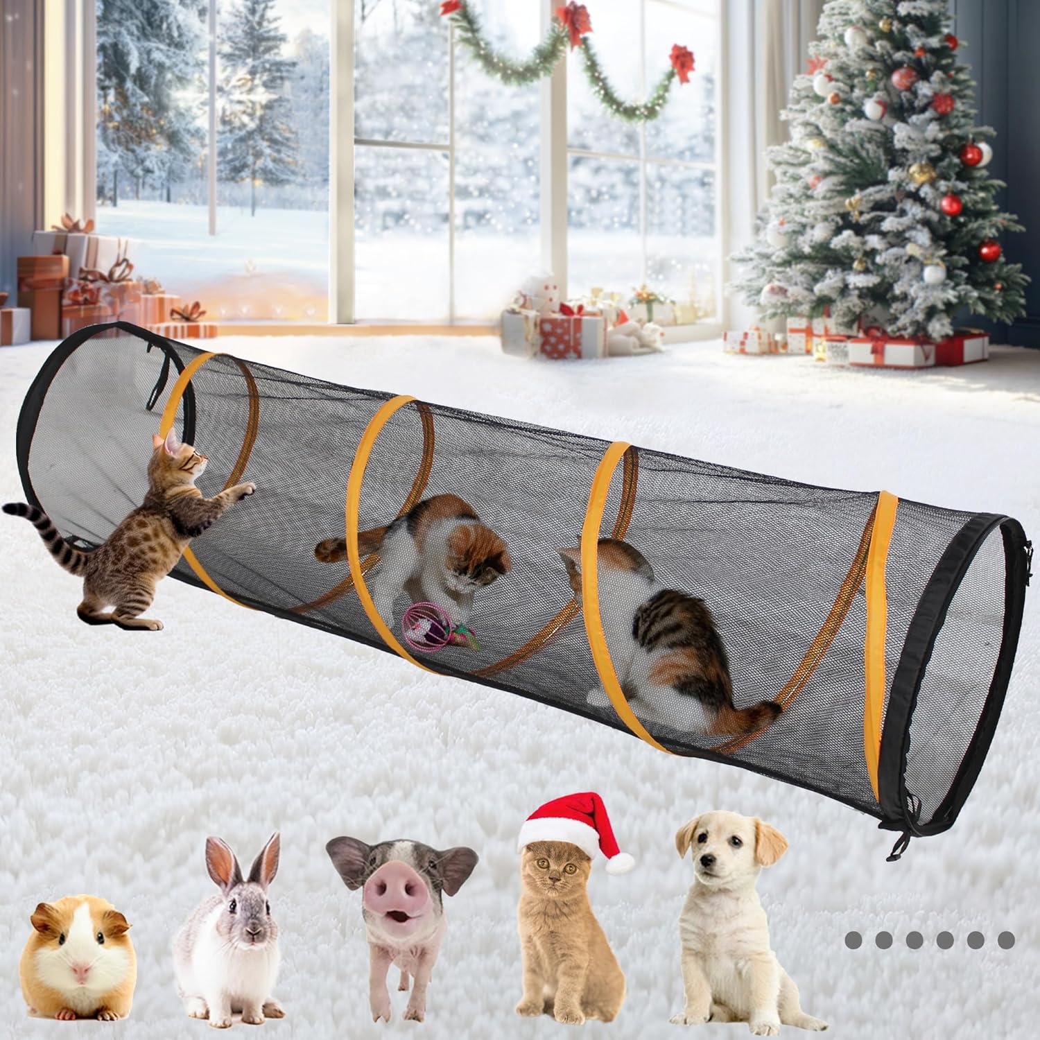 Cat Play Tunnel for Indoor and Outdoor Fun with Zipper Doors