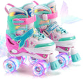 Mermaid Light Up Adjustable Roller Skates for Girls - 4 Size Fit