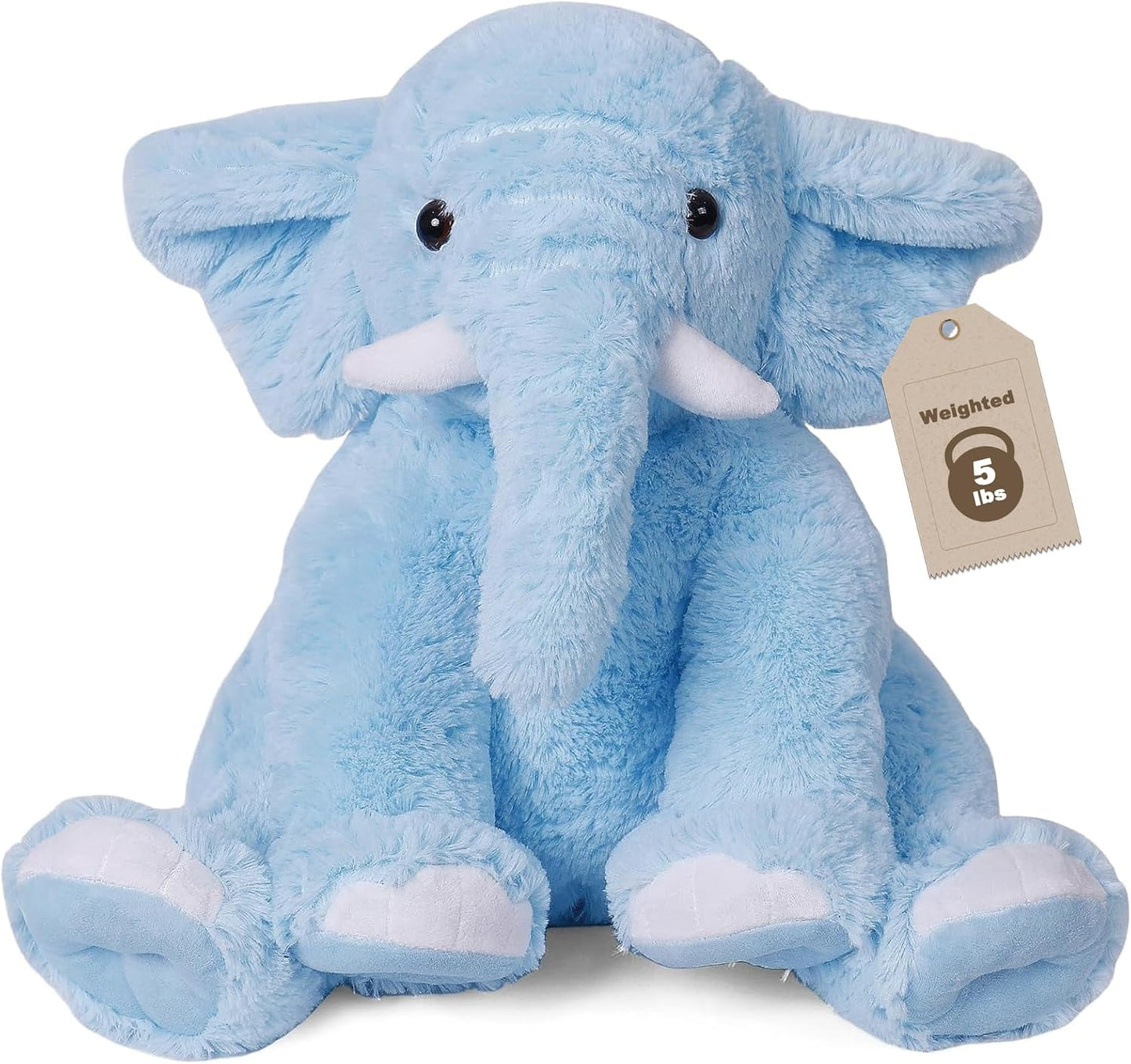 Elephant Weighted Stuffed Animals 5 lbs 16 inches Blue Plushie