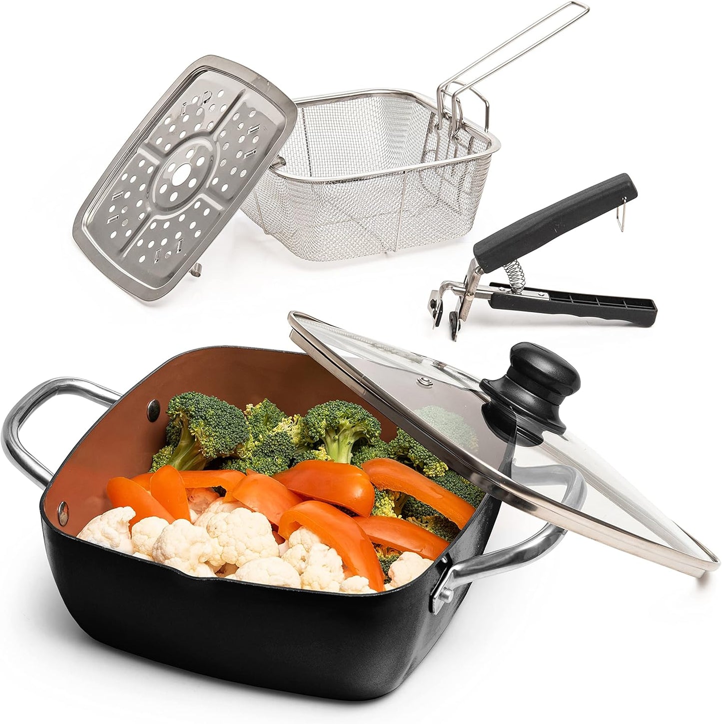 Versatile 5 Qt Copper Chef Cookware Set for All Stovetops