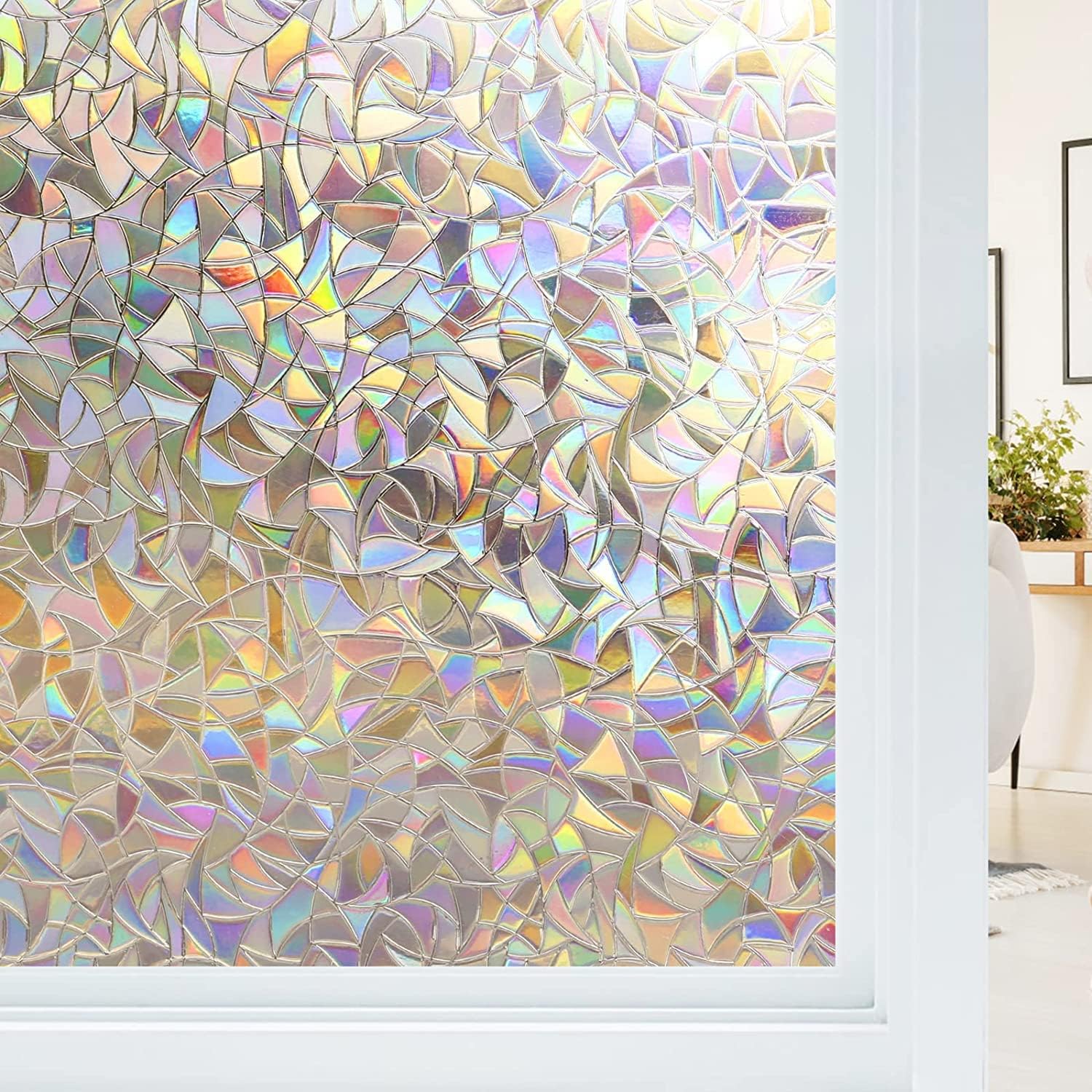 Haton Window Privacy Film: Decorative Rainbow Clings