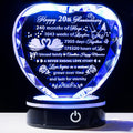 20th Anniversary Crystal Heart Keepsake - Romantic Laser Engraved Gift