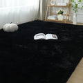 Fluffy Area Rug 5x7 Bedroom Shag Rug - Plush Black Soft Carpet
