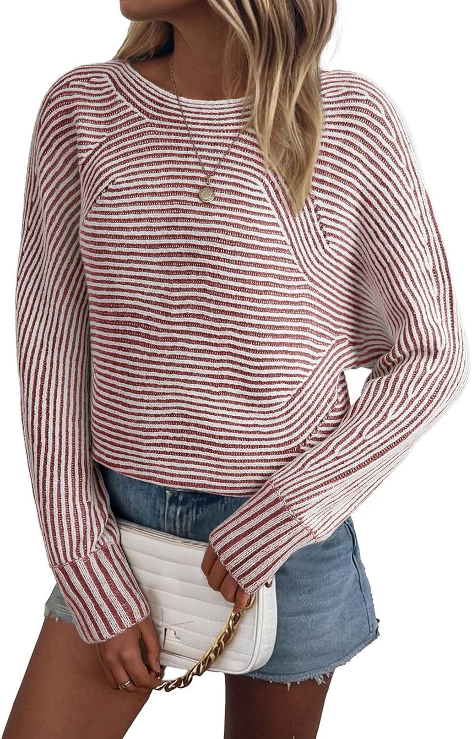 EVALESS Striped Sweaters for Women Oversized Pullover Style
