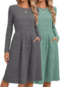 Riyiper Women's Long Sleeve Sweater Dress with Pockets for Autumn