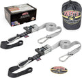 Extra Long Ratchet Tie Down Straps 1,000 lb WLL 1.5in x 10ft Pair