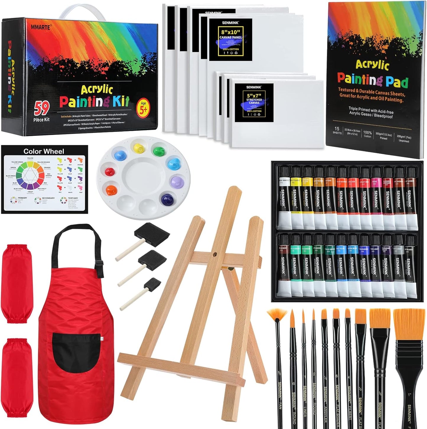 59pcs Acrylic Paint Set - Complete Art Supplies for Kids
