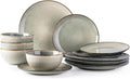 AmorArc Ceramic Dinnerware Set for 4 - Handpainted Reactive Glaze