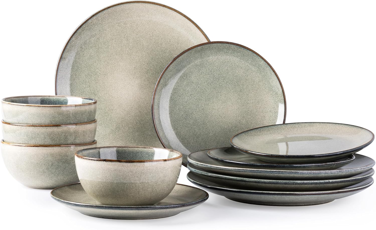 AmorArc Ceramic Dinnerware Set for 4 - 12 Pieces Handpainted