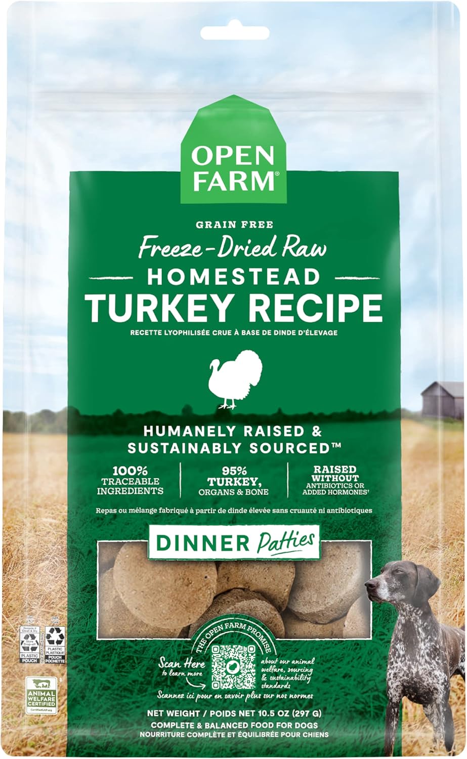 Open Farm Freeze Dried Raw Dog Food Patties with 95% Meat