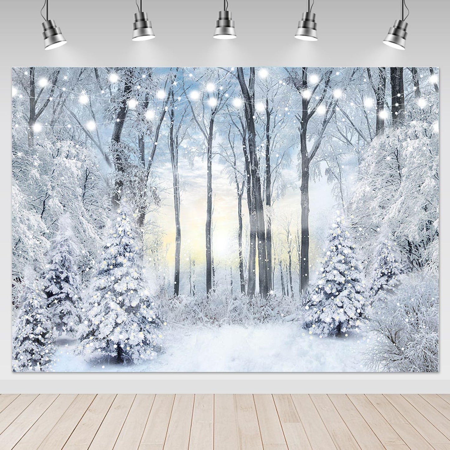 10x8ft Snowy Forest Backdrop for Winter Wonderland Events