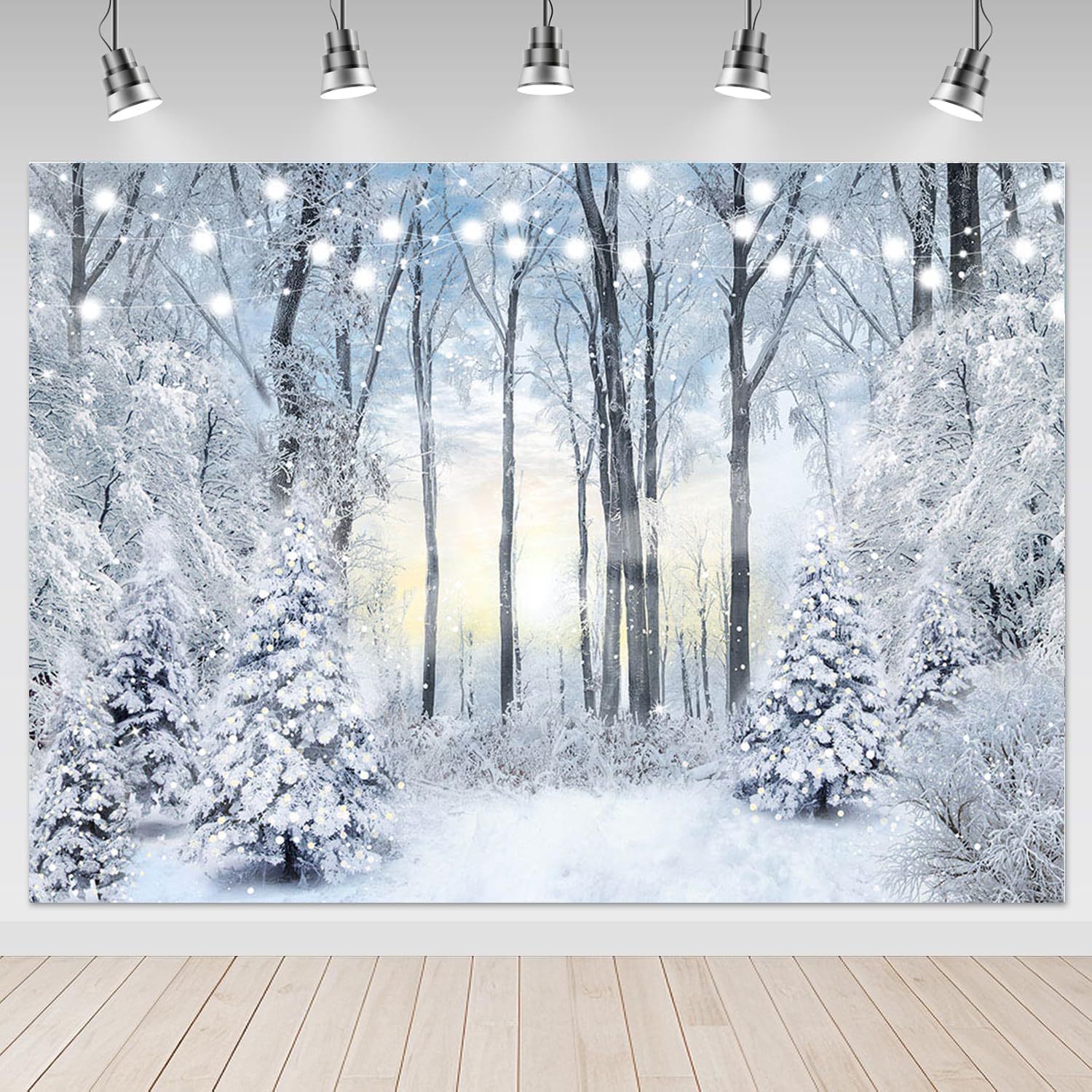 10x8ft Snowy Forest Backdrop for Winter Wonderland Events