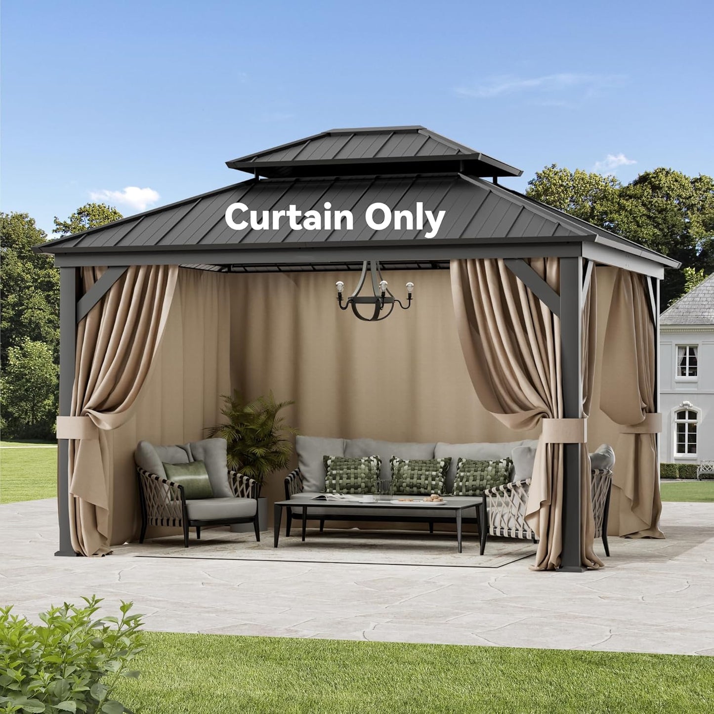 Universal 4-Panel Gazebo Curtain Replacement for Outdoor Use