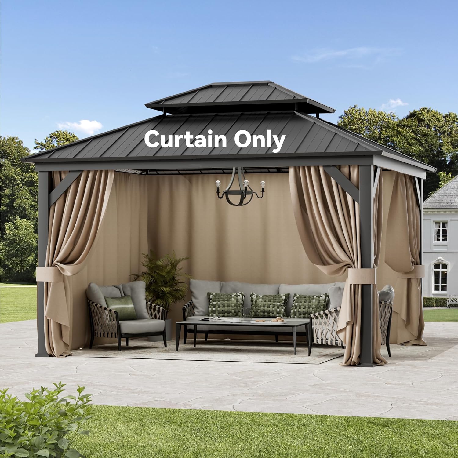 Universal 4-Panel Gazebo Curtain Replacement for Outdoor Use