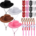 Xtinmee 36 Pcs Cowboy Party Costume Set - Kids Hats Bandanas Stick