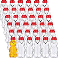 Honey Bear Squeeze Bottles 36 Pack 8 oz Clear with Red Flip Top Lid