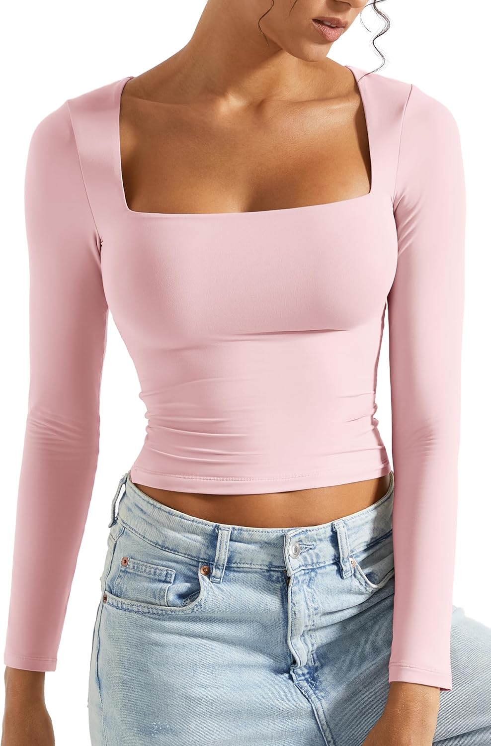 SUUKSESS Women Square Neck Long Sleeve Tops for Every Occasion