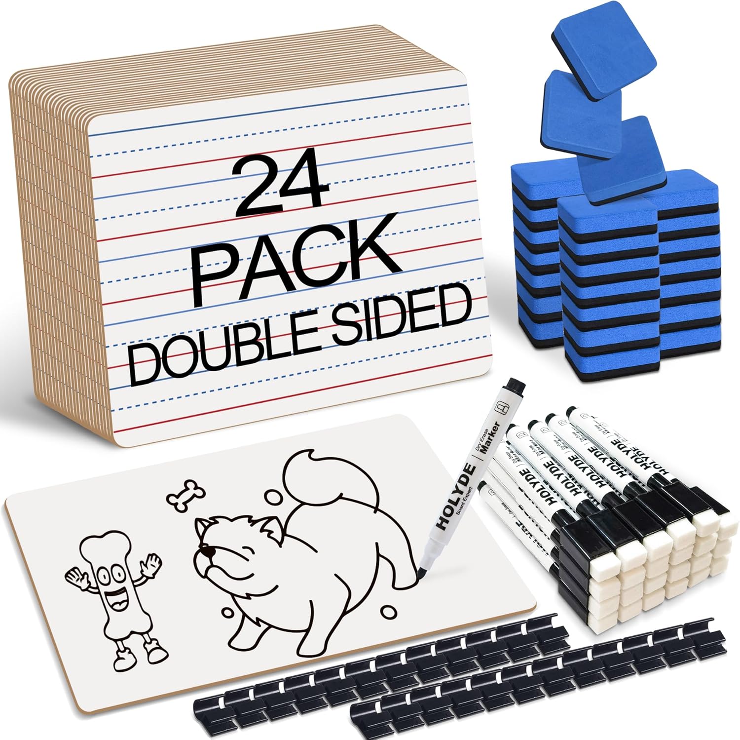 Set of 24 Dry Erase Boards for Kids and Classroom Use