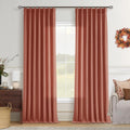 Extra Long Terracotta Linen Curtains 120 in Long - Rustic Light