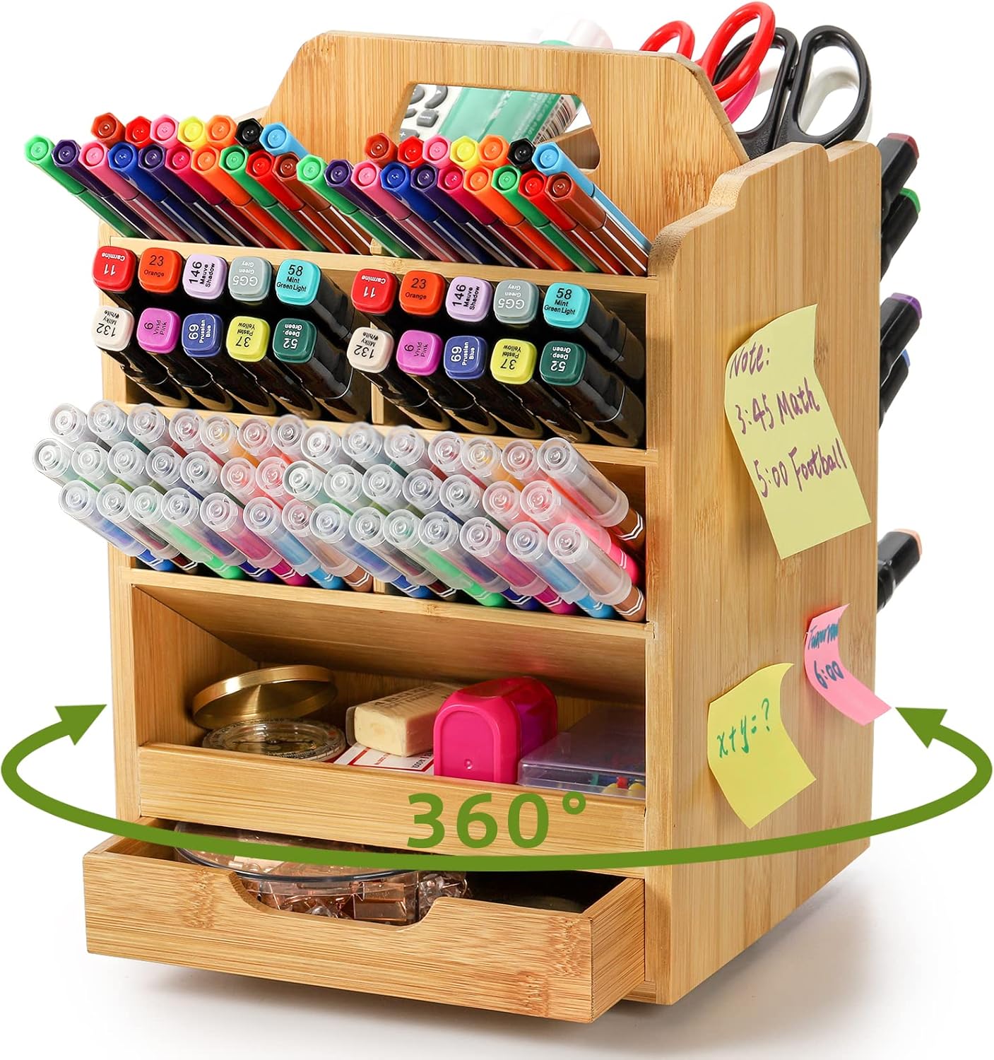 SOUJOY Bamboo Pen Holder Organizer for Art Supplies and More