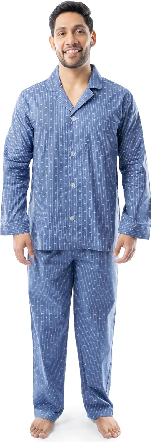 Fruit of the Loom Men's Long Sleeve Pajama Set for Comfort