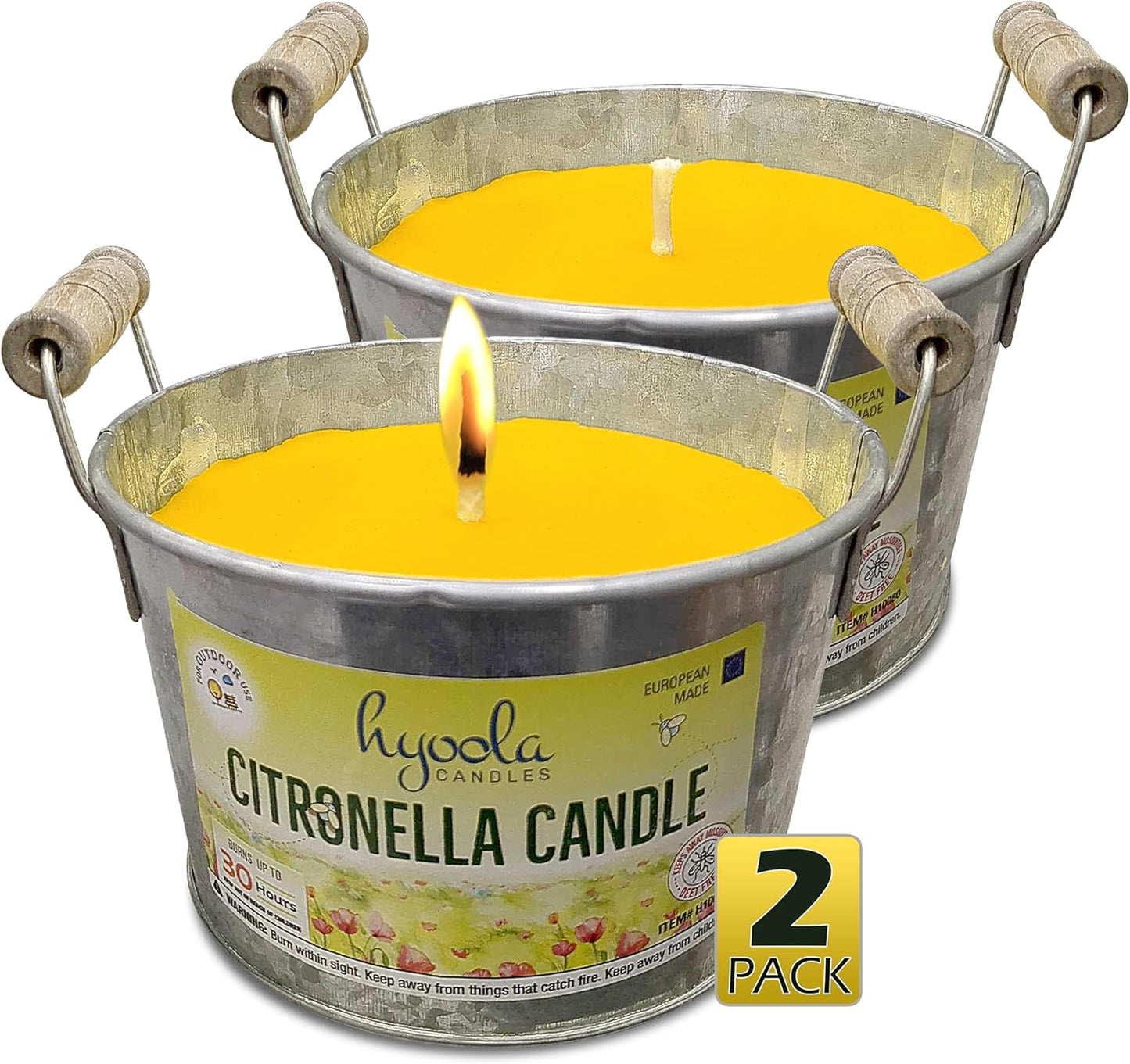 HYOOLA Large Citronella Candles Outdoor Bucket - 30 Hour Burn