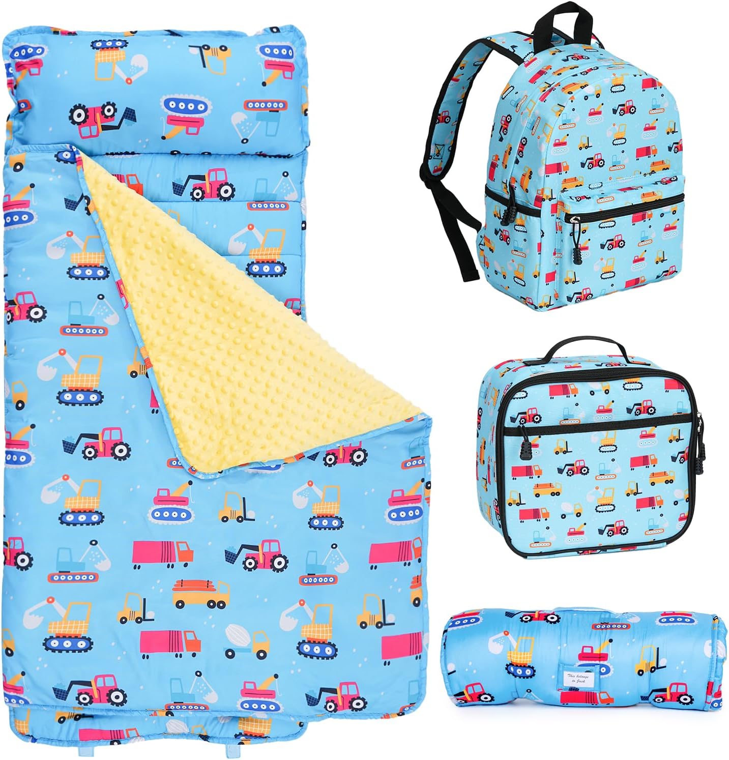 Toddler Nap Mat with Backpack & Lunchbox for Ages 3-6 Years