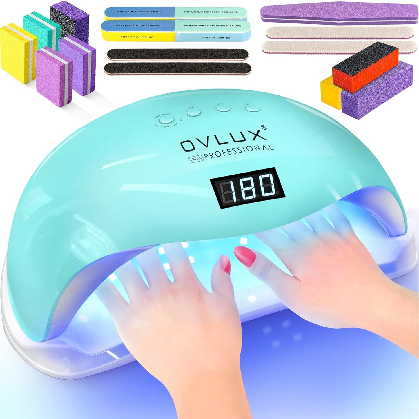 OVLUX 180W UV LED Nail Lamp - Fast Nail Dryer for Gel Polish