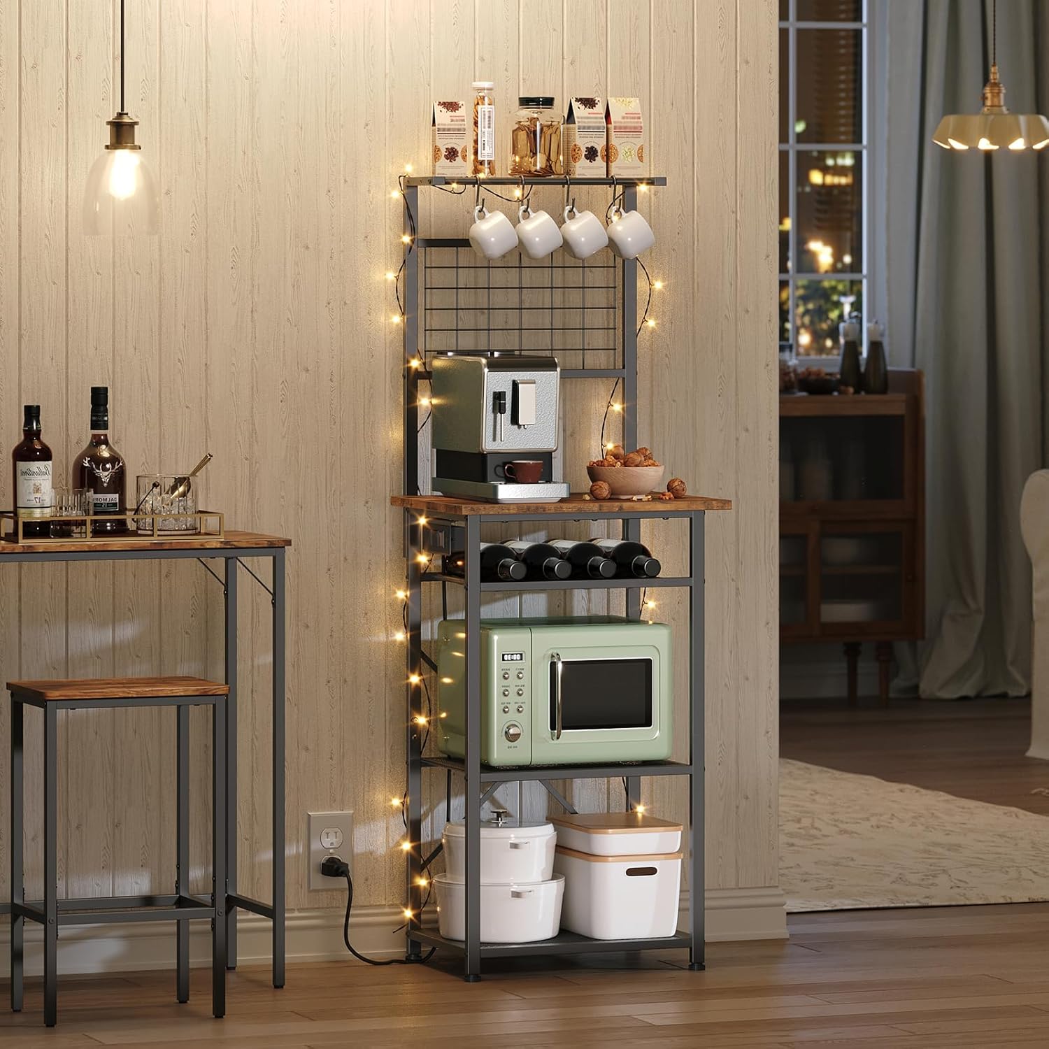Compact Coffee & Wine Station w/ Power Outlet
