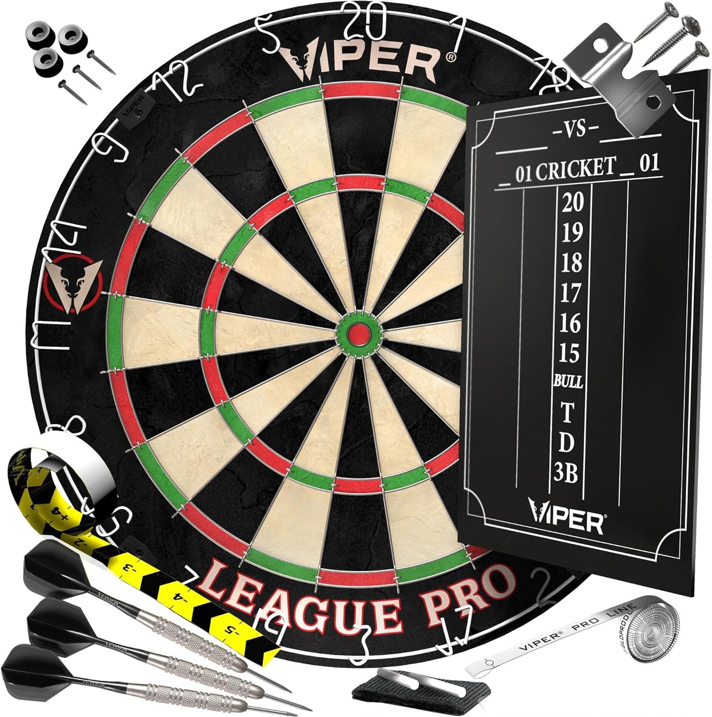 Viper League Pro Regulation Bristle Steel Tip Dartboard Set