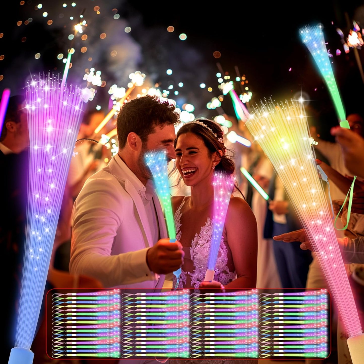 100 PCS Fiber Optic Wands for Glow in The Dark Parties and Events