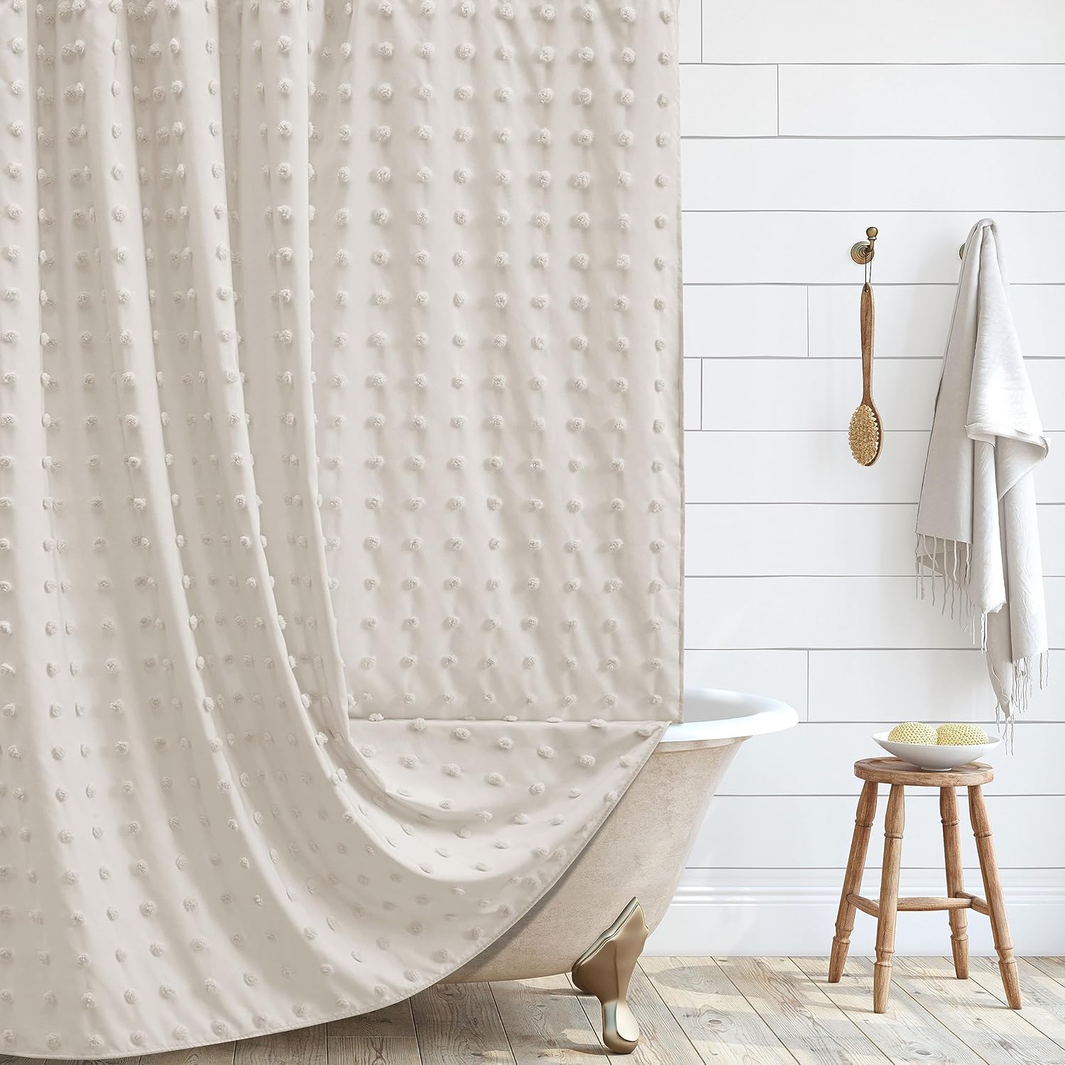 Textured Boho Farmhouse Shower Curtain Set