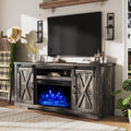 Fireplace TV Stand with Sliding Barn Door 63in - Rustic Oak