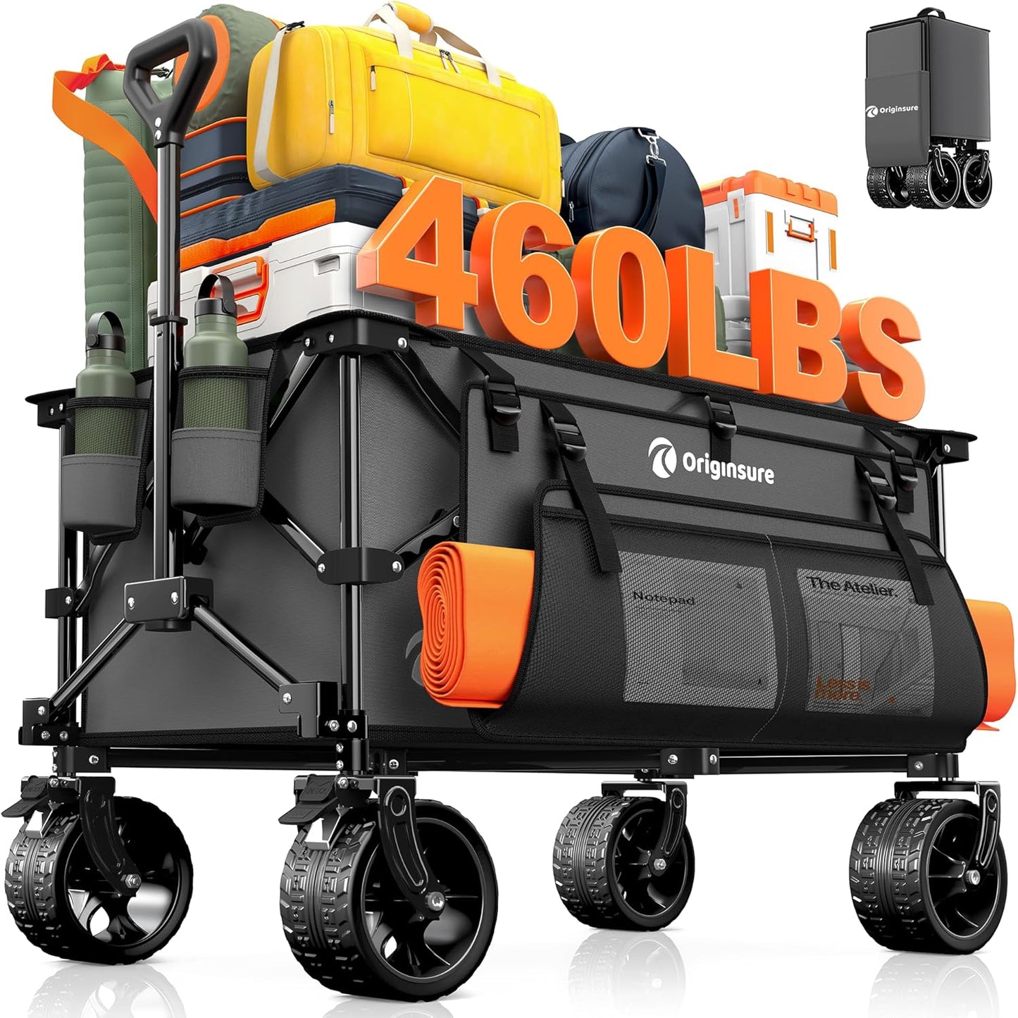 220L Collapsible Wagon Cart with Heavy Duty All-Terrain Wheels