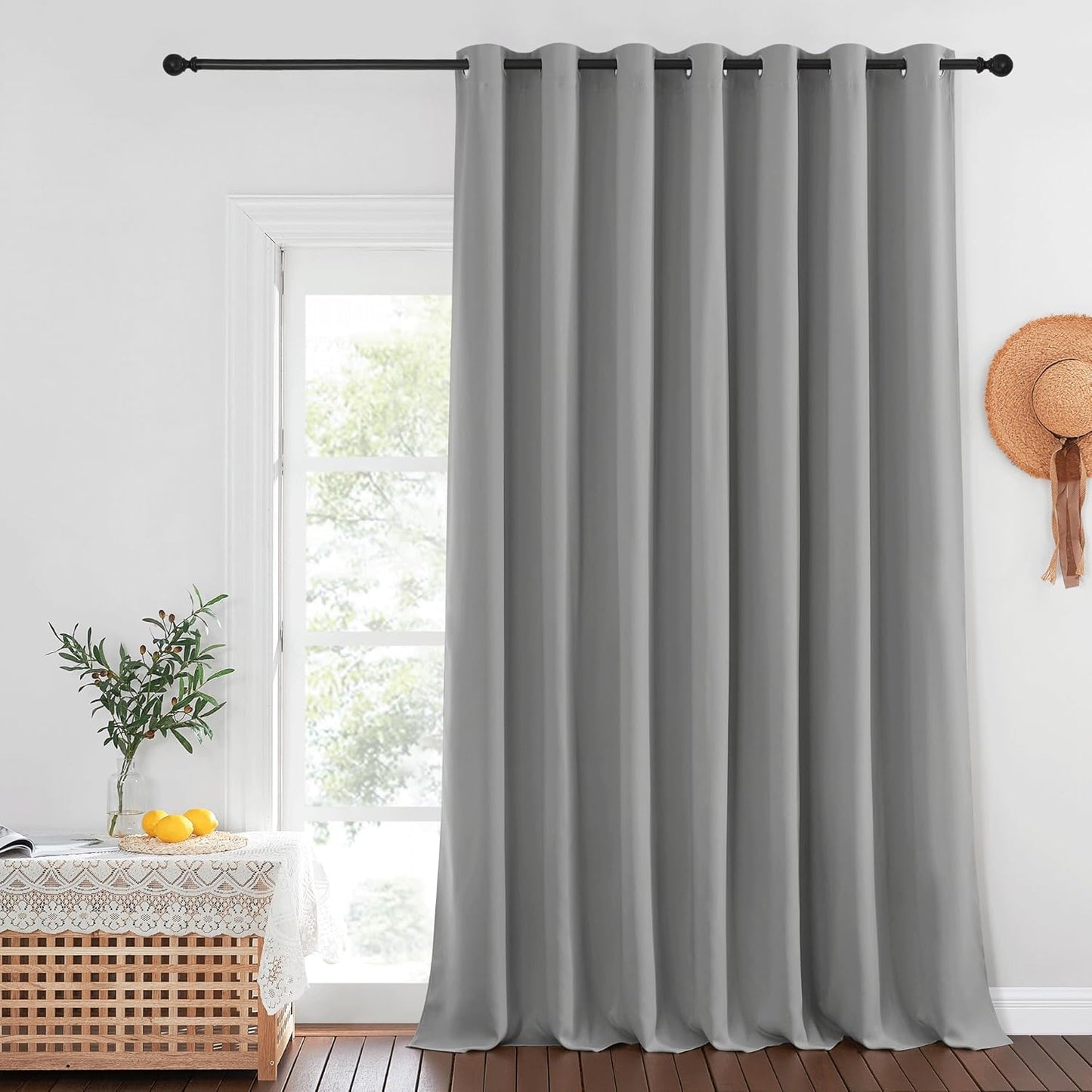 NICETOWN Silver Gray Sliding Door Curtains for Room Divider