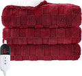 Electric Heated Throw Blanket Jacquard Checkered Sherpa - Fast Heating