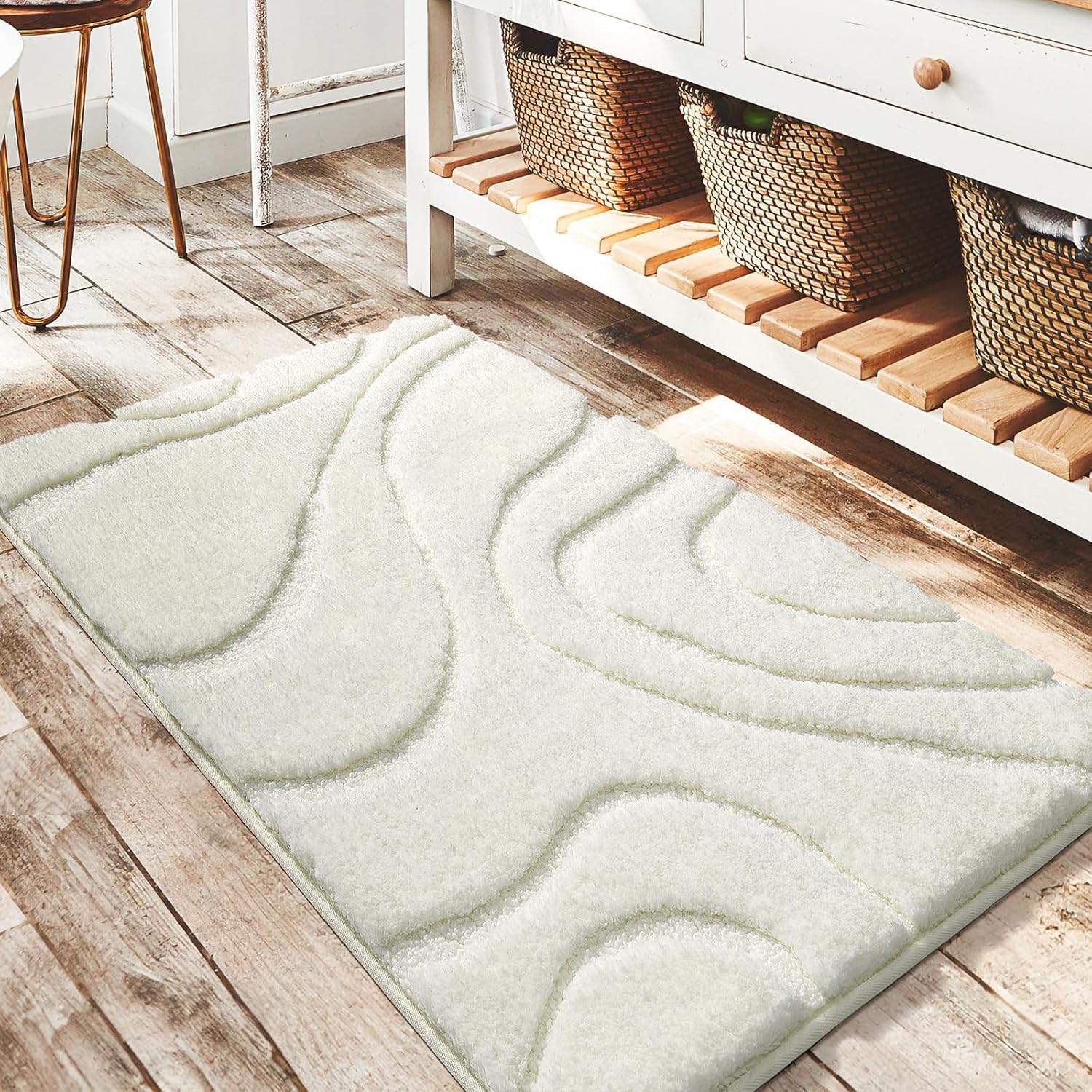 Soft Plush Shaggy Microfiber Bath Runner Rug for Bathroom Floor