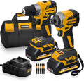 EWORK Compact Cordless Drill and Impact Driver Combo Kit - Brushless