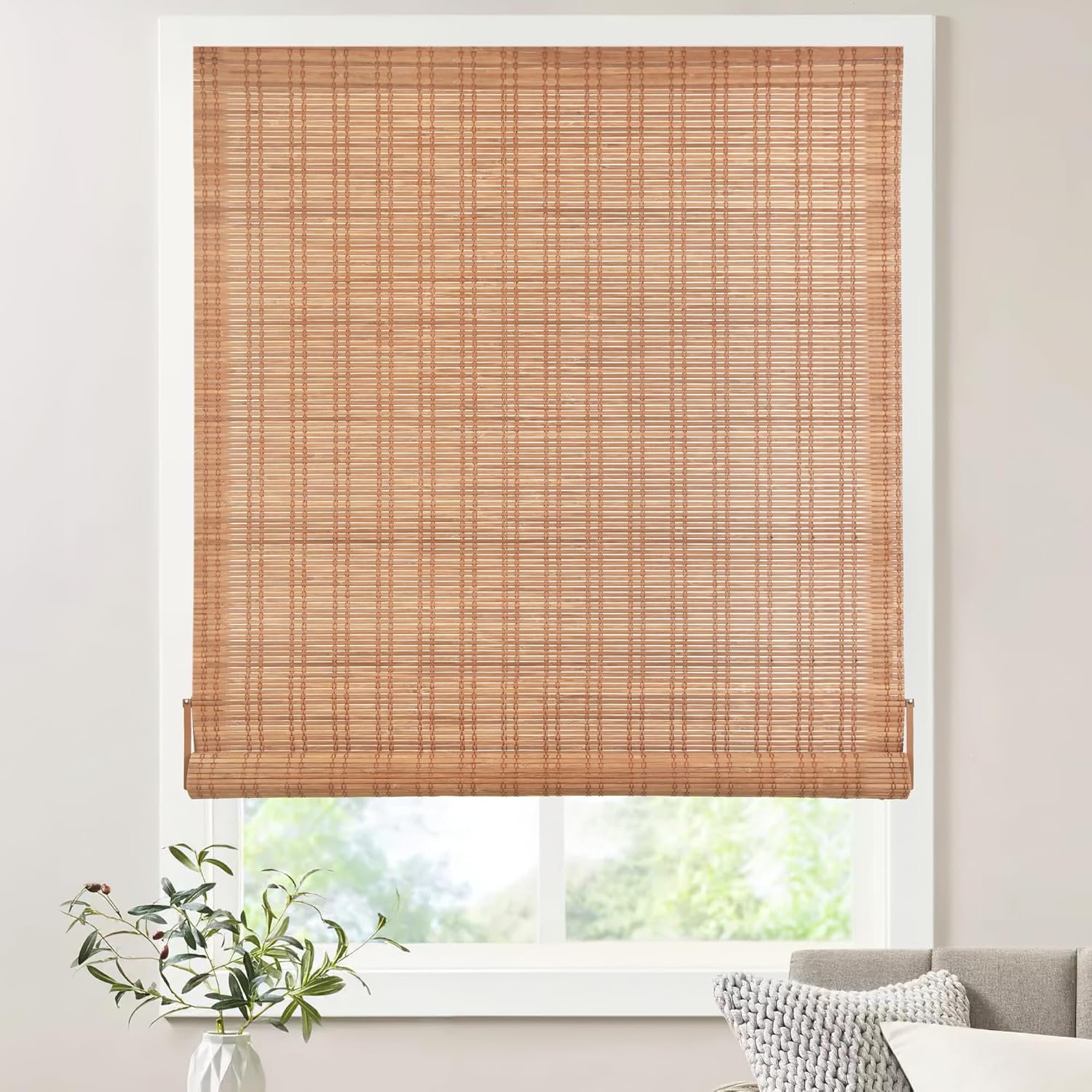 Bamboo Roller Shades by LazBlinds - Cordless Light Filtering Blinds