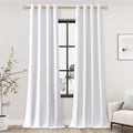 White Linen Blackout Curtains 102 Length 2 Panels Set - Total Light