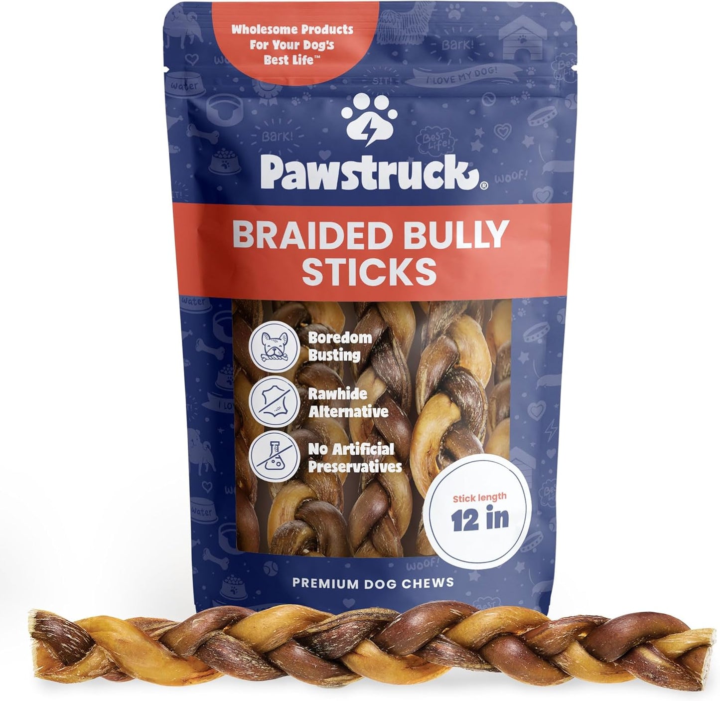 Pawstruck Braided Bully Sticks: Tough Chew for Aggressive Dogs