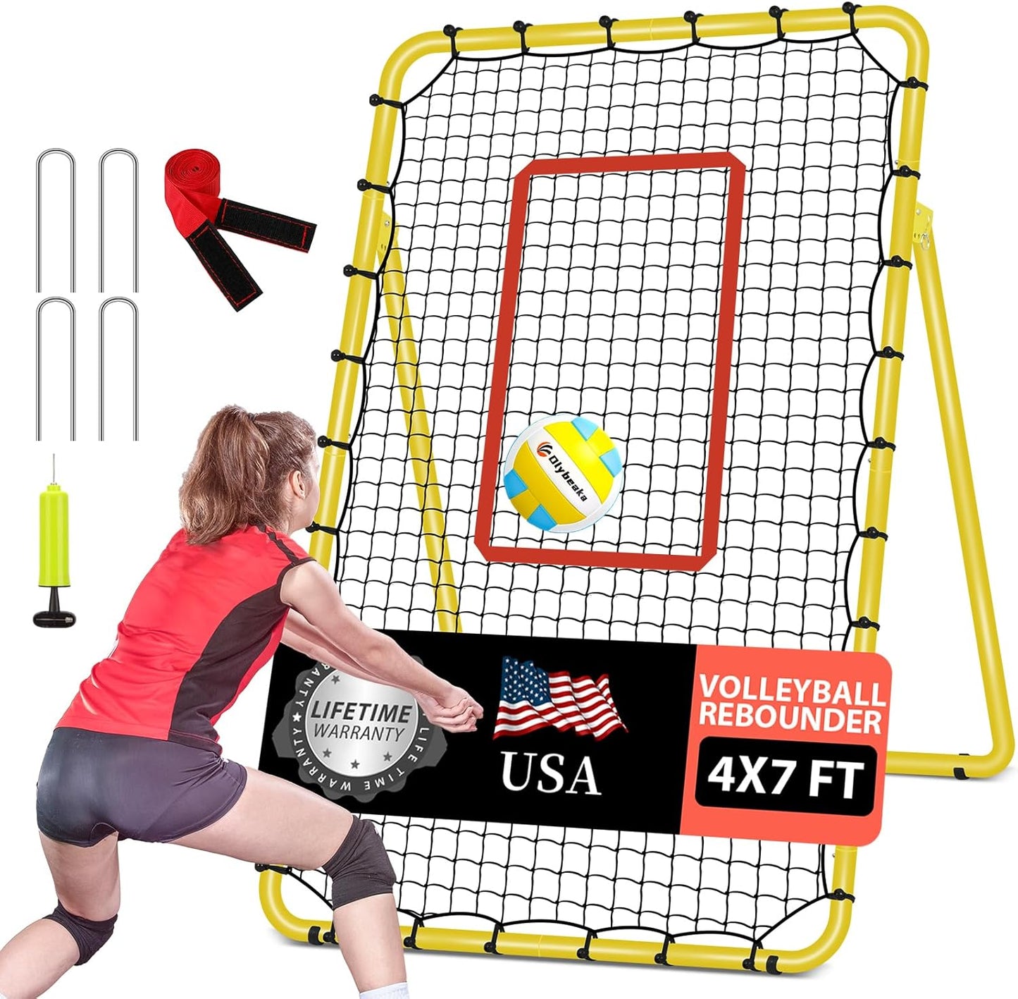 5-Angle Adjustable Volleyball Rebounder Net for Training
