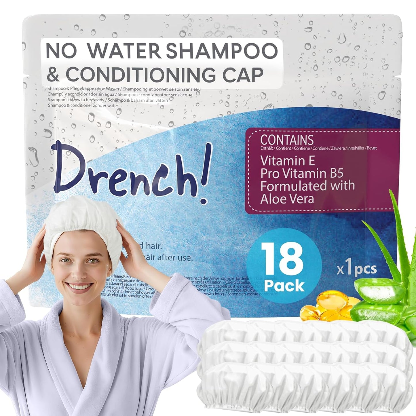 Drench No Water Hair Washing Cap - Rinse Free Clean Solution